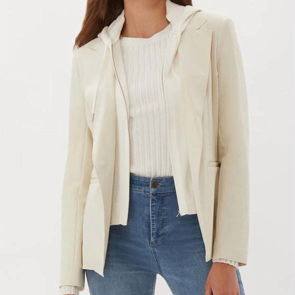 Ecru Ivory Blazer with 2 Removable Knit Hoodie Inserts